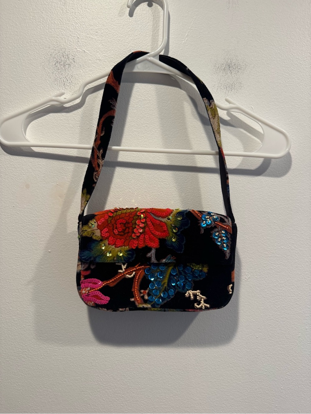 Maeve Anthropologie Fiona Shoulder Bag: Velvet Botanical Edition